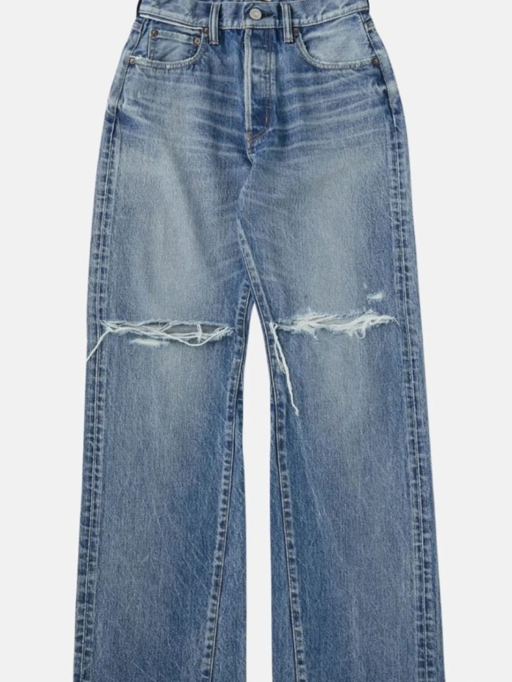 Moussy Clifton Remake Wide-Leg Distressed Blue Women's Jeans